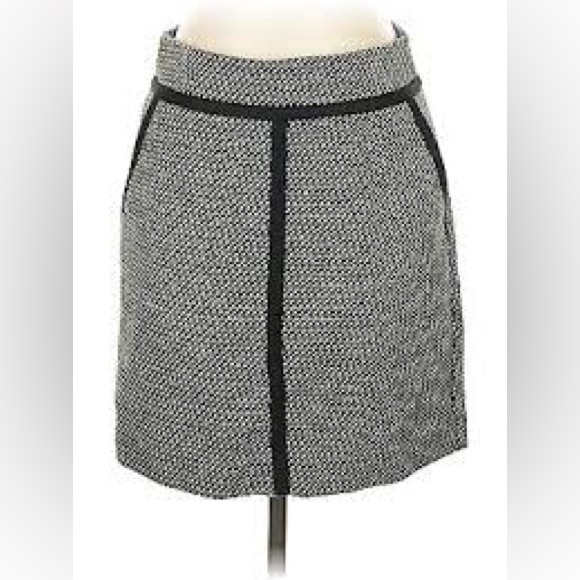 Loft Black And Gray Tweed Mini Skirt